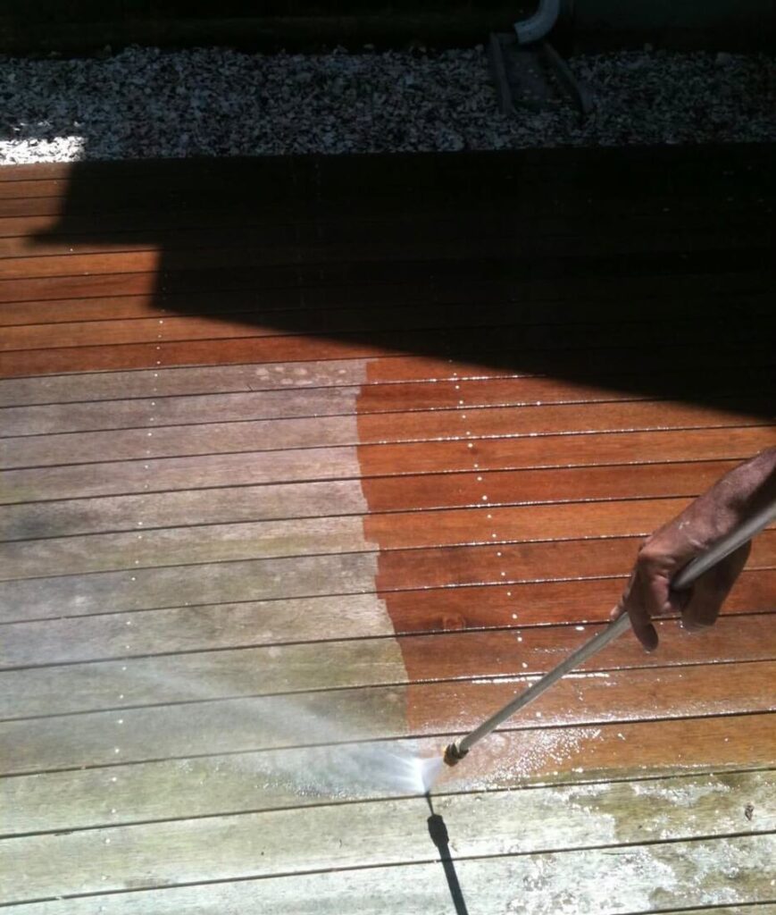 Deck power washing and staining on Cape Cod by Marotta Painting
